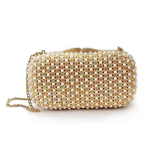 Gold White Metal Clutch with Top Grade Crystal  in Multi Color