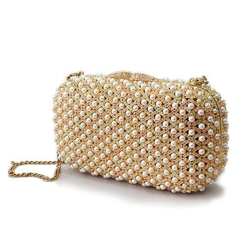 Gold White Metal Clutch with Top Grade Crystal  in Multi Color