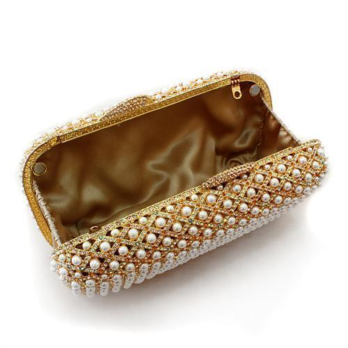 Gold White Metal Clutch with Top Grade Crystal  in Multi Color