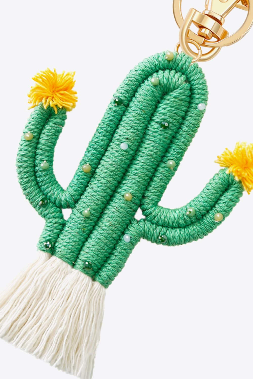 Green Saguaro Cactus Tassel Keychain