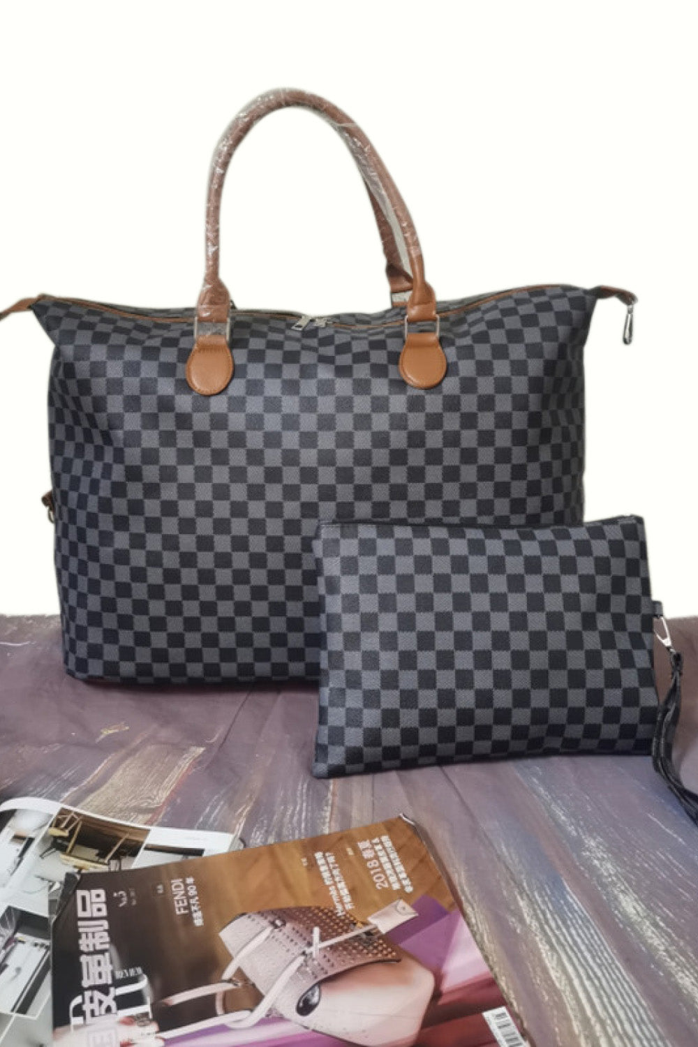 Checkered Two-Piece Bag Set