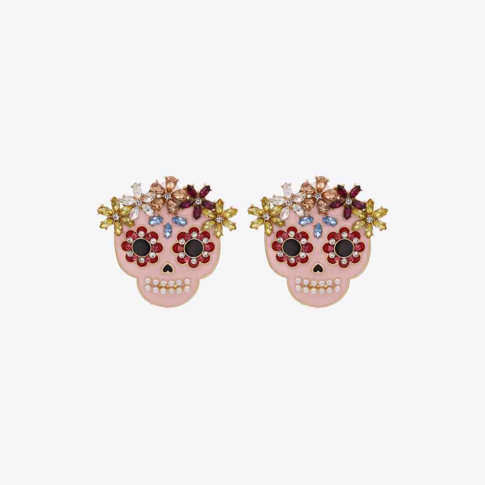 Skull Rhinestone Alloy Earrings