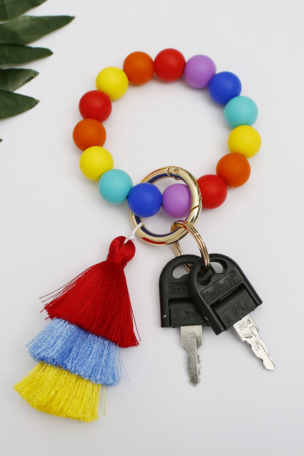 Silica Gel Bead Wristlet Keychain with Layered Tassels