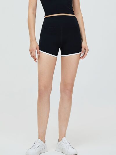 Contrast Trim High Waist Active Shorts